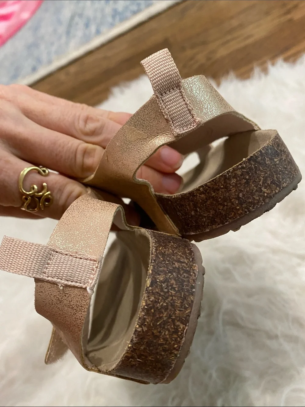 Carter's Metallic Rose Gold Double-Buckle Toddler Sandals